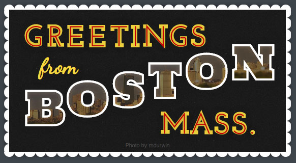 'Greetings from Boston' post card