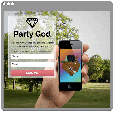 web page for the Party God app
