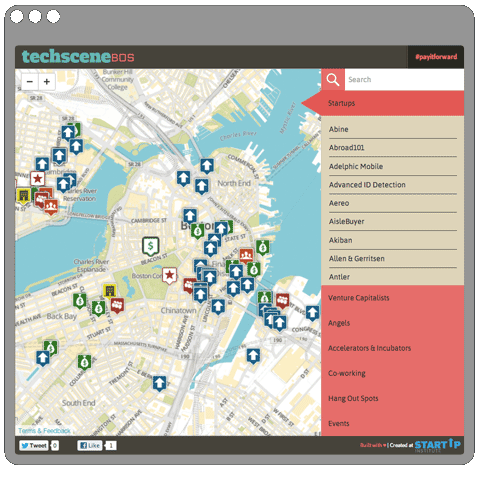 web page of Techscene Boston map